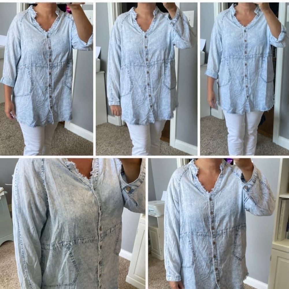 🌸 LAST ONE 🌸 Acid Wash Denim Mini Tunic  Dress